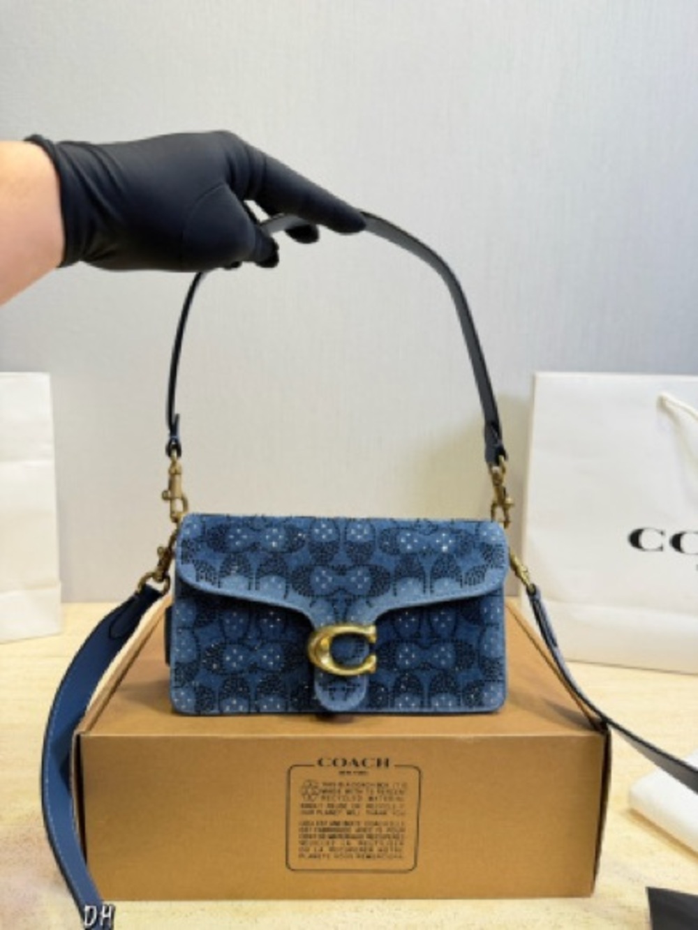 Coach Blue Denim Signature 'C' Shoulder Bag